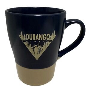 Durango, Colorado Souvenir Mug – Two Tone Navy &  Beige Mountain Trees Coffee